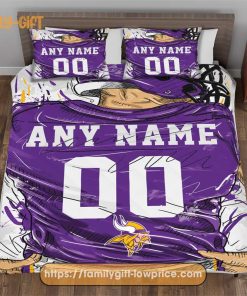 Personalised Football Gift Cute Bed Sets Minnesota Vikings Jersey NFL Football Bedding Set for Fan