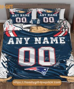 Personalised Football Gift Cute Bed Sets New England Patriots Jersey NFL Football Bedding Set for Fan