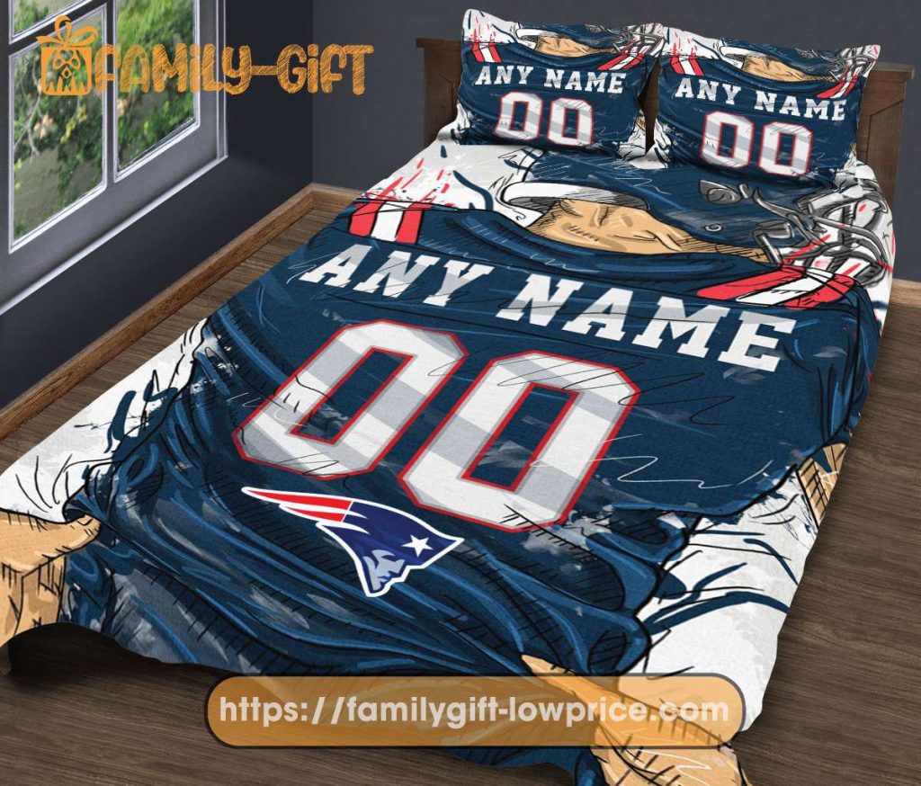 New England Patriots NFL Bedding Set – Custom Jersey with Name and Number