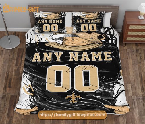New Orleans Saints Jersey NFL Bedding Sets, Custom Saints Jersey, Cute Bed Sets Custom Name Number