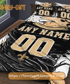 New Orleans Saints Jersey NFL Bedding Sets, Custom Falcons Jersey, Cute Bed Sets Custom Name Number