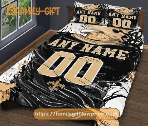 New Orleans Saints NFL Bedding Set – Custom Jersey with Name and Number