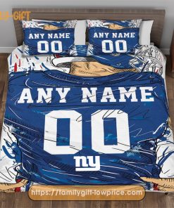 Personalised Football Gift Cute Bed Sets New York Giants Jersey NFL Football Bedding Set for Fan