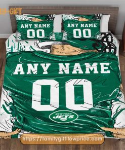 Personalised Football Gift Cute Bed Sets New York Jets Jersey NFL Football Bedding Set for Fan
