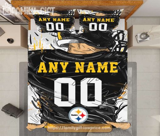 Pittsburgh Steelers Jersey NFL Bedding Sets, Pittsburgh Steelers Gifts, Cute Bed Sets Custom Name Number