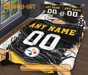 Pittsburgh Steelers NFL Bedding Set – Custom Jersey with Name and Number