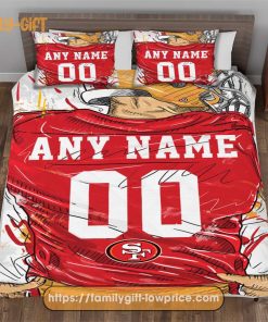 Personalised Football Gift Cute Bed Sets San Francisco 49ers Jersey NFL Football Bedding Set for Fan