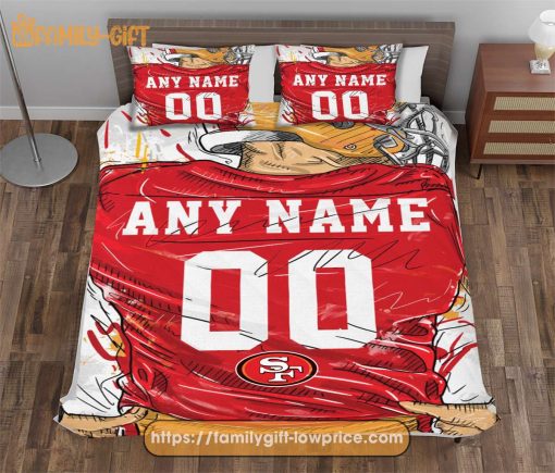 San Francisco 49ers NFL Bedding Set – Custom Jersey with Name and Number