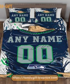 Personalised Football Gift Cute Bed Sets Seattle Seahawks Jersey NFL Football Bedding Set for Fan