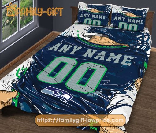 Seattle Seahawks NFL Bedding Set – Custom Jersey with Name and Number