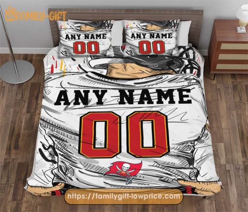 Tampa Bay Buccaneers Jerseys NFL Bedding Sets, Buccaneers Gifts, Cute Bed Sets Custom Name Number
