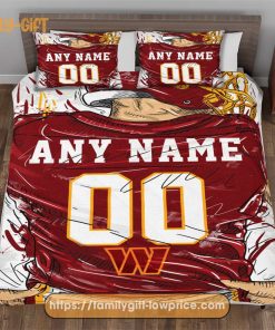 Personalised Football Gift Cute Bed Sets Washington Commanders Jersey NFL Football Bedding Set for Fan