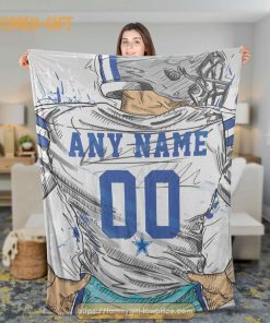 Custom Dallas Cowboys Blanket – Personalized NFL Jersey Blanket with Name & Number 1