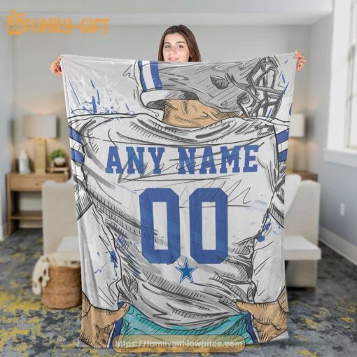 Custom Dallas Cowboys Blanket – Personalized NFL Jersey Blanket with Name & Number