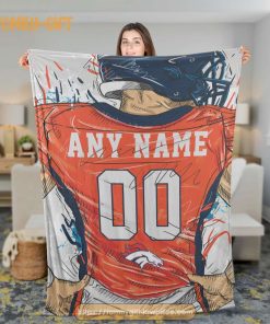 Custom Denver Broncos Blanket – Personalized NFL Jersey Blanket with Name & Number 1