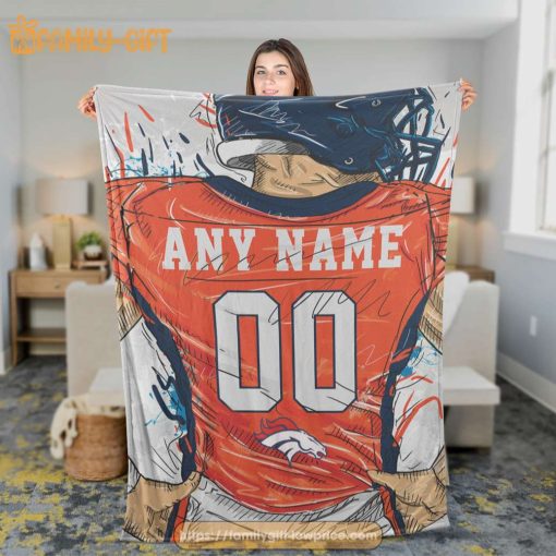 Custom Denver Broncos Blanket – Personalized NFL Jersey Blanket with Name & Number