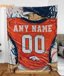 Cute Blanket Denver Broncos Blanket – Personalized Blankets with Names – Custom NFL Jersey