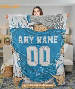 Cute Blanket Detroit Lions Blanket - Personalized Blankets with Names - Custom NFL Jersey 1