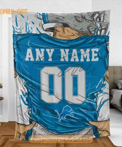 Cute Blanket Detroit Lions Blanket - Personalized Blankets with Names - Custom NFL Jersey