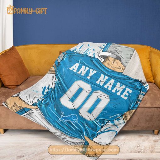 Cute Blanket Detroit Lions Blanket – Personalized Blankets with Names – Custom NFL Jersey