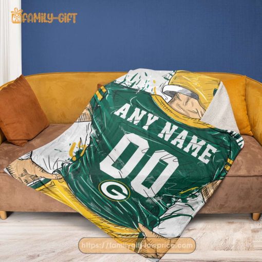 Custom Green Bay Packers Blanket – Personalized NFL Jersey Blanket with Name & Number