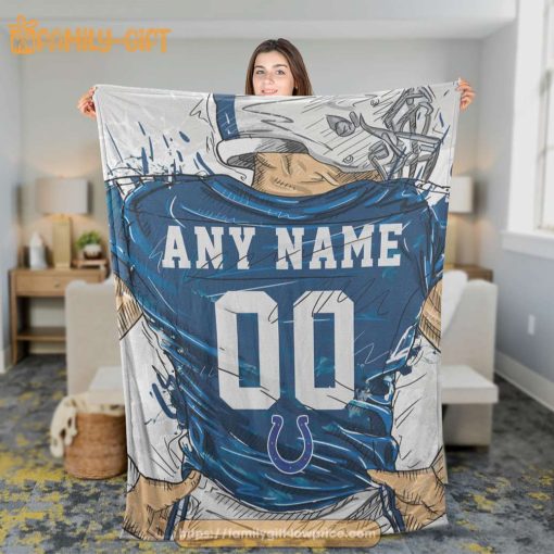 Cute Blanket Indianapolis Colts Blanket – Personalized Blankets with Names – Custom NFL Jersey
