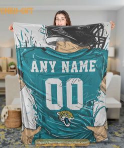 Cute Blanket Jacksonville Jaguar Blanket - Personalized Blankets with Names - Custom NFL Jersey 2