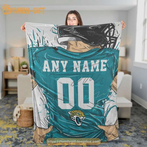 Cute Blanket Jacksonville Jaguar Blanket – Personalized Blankets with Names – Custom NFL Jersey