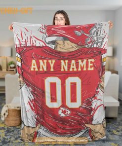 Cute Blanket Kansas City Chiefs Blanket - Personalized Blankets with Names - Custom NFL Jersey 1