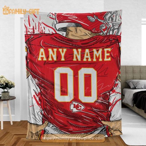 Cute Blanket Kansas City Chiefs Blanket – Personalized Blankets with Names – Custom NFL Jersey