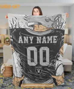 Cute Blanket Raiders Blankets - Personalized Blankets with Names - Custom NFL Jersey 1