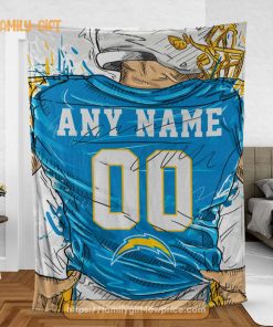 Cute Blanket Los Angeles Chargers Blanket – Personalized Blankets with Names – Custom NFL Jersey