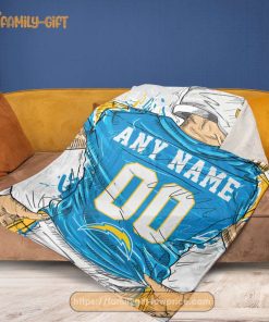 Cute Blanket Los Angeles Chargers Blanket - Personalized Blankets with Names - Custom NFL Jersey 2