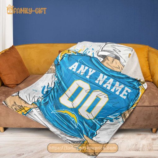 Cute Blanket Los Angeles Chargers Blanket – Personalized Blankets with Names – Custom NFL Jersey