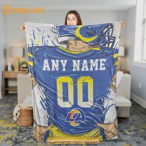 Personalized Los Angeles Rams Blanket – Custom NFL Jersey Design with Any Name & Number