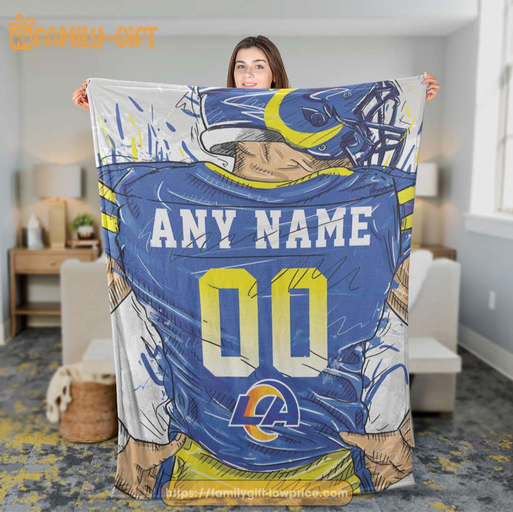 Cute Blanket Los Angeles Rams Jersey NFL Blanket - Personalized