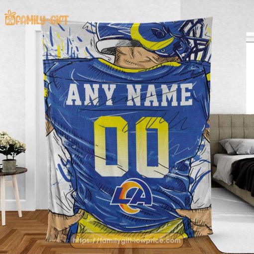 Personalized Los Angeles Rams Blanket – Custom NFL Jersey Design with Any Name & Number