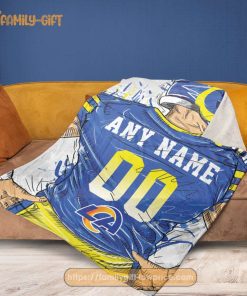 Personalized Los Angeles Rams Blanket - Custom NFL Jersey Design with Any Name & Number 2