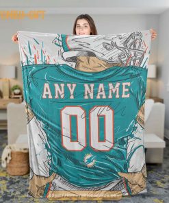 Cute Blanket Miami Dolphins Jersey NFL Blanket - Personalized Blankets with  Names - Custom NFL Jersey - Gifts From The Heart At Prices You'll Love