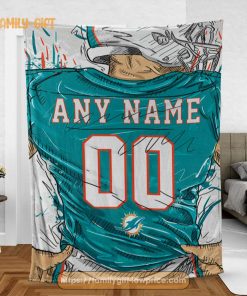 Cute Blanket Miami Dolphins Blanket – Personalized Blankets with Names – Custom NFL Jersey