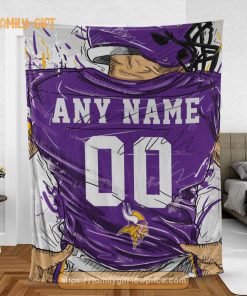 Cute Blanket Minnesota Vikings Blanket – Personalized Blankets with Names – Custom NFL Jersey