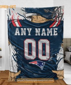 Cute Blanket New England Patriots Blanket – Personalized Blankets with Names – Custom NFL Jersey
