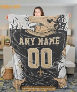 NFL New Orleans Saints Helmet Personalized 50x60 Plush Fleece Blanket