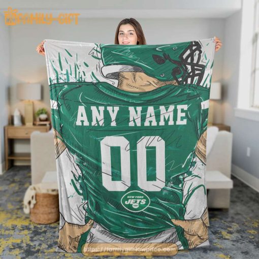 Cute Blanket New York Jets Blanket – Personalized Blankets with Names – Custom NFL Jersey