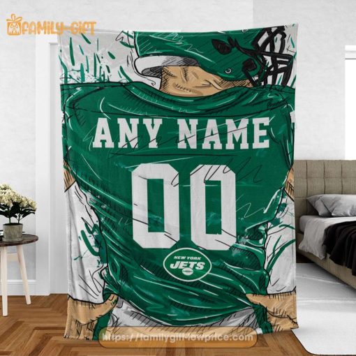 Cute Blanket New York Jets Blanket – Personalized Blankets with Names – Custom NFL Jersey