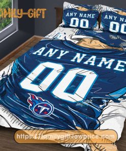 Tennessee Titans Jersey NFL Bedding Sets, Tennessee Titans Gifts, Cute Bed Sets Custom Name Number