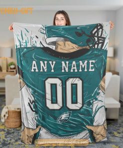 Personalized Philadelphia Eagles Blanket - Custom NFL Jersey with Your Name & Number 2