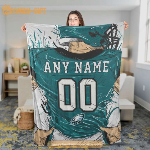 Personalized Philadelphia Eagles Blanket – Custom NFL Jersey with Your Name & Number