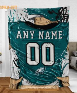 Cute Blanket Philadelphia Eagles Blanket – Personalized Blankets with Names – Custom NFL Jersey