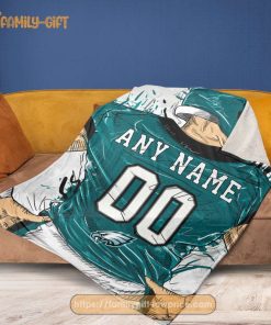 Personalized Philadelphia Eagles Blanket - Custom NFL Jersey with Your Name & Number 1